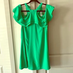 Green cold-shoulder dress